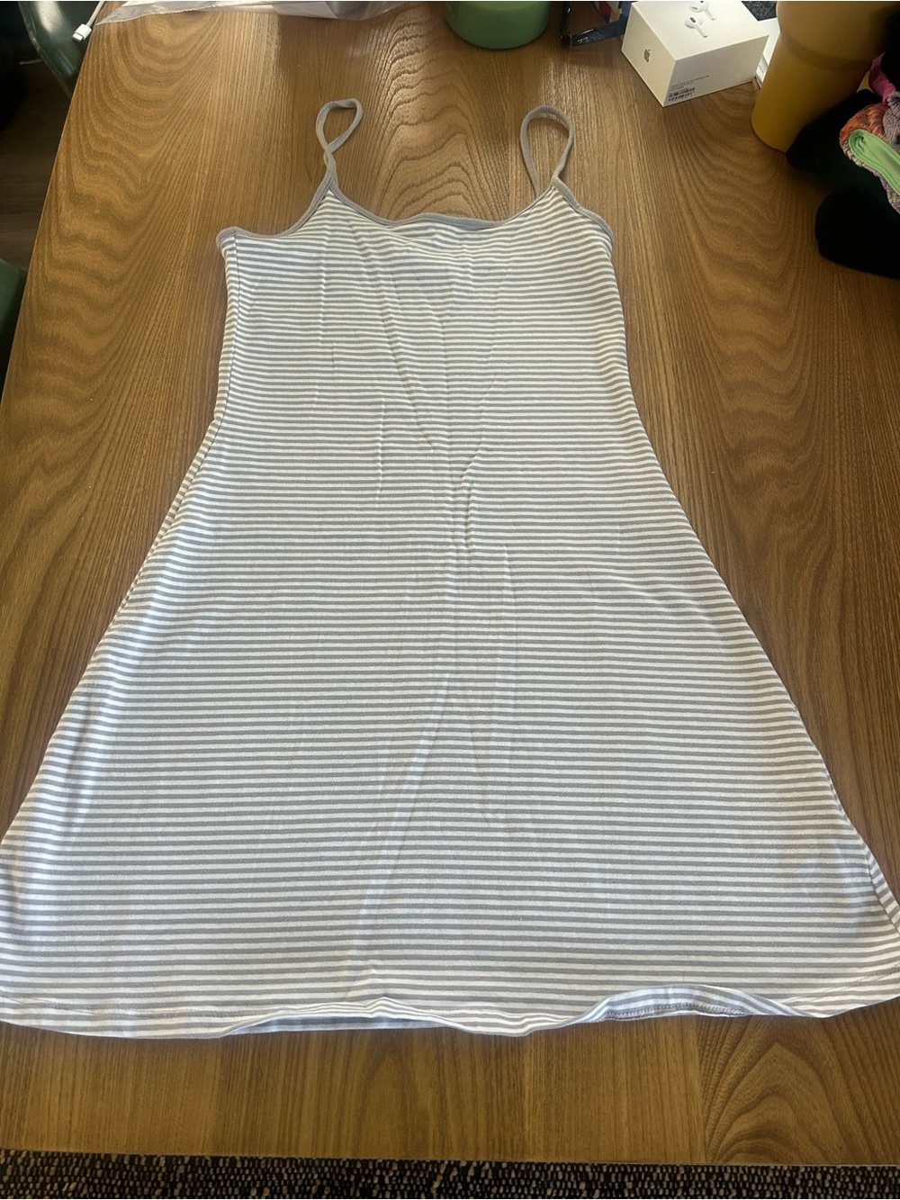 Divided Light Blue & White Striped Camisole Dress